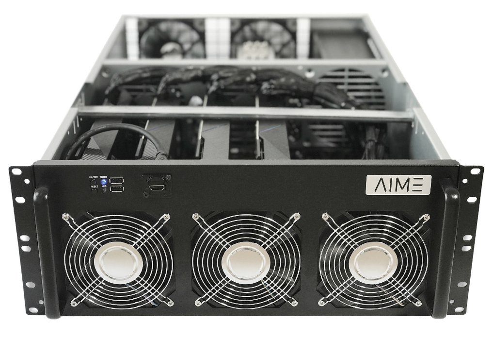 AIME R500 Multi GPU Rack Server open